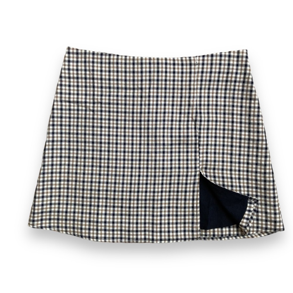 Hyfve Plaid Mini Skirt with side slit, Sz L - Picture 4 of 14